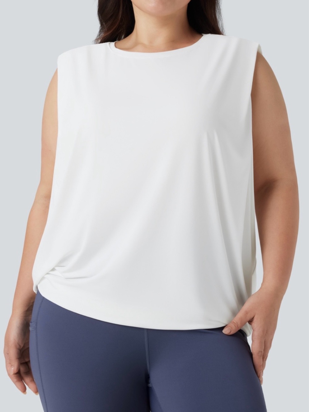 HALARA White Relaxed Fit Sleeveless Muscle Tank